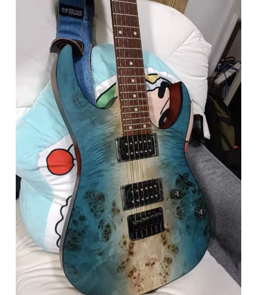 Ibanez RG421pb Electric Guitar Poplar Burl Sappire Blue Fixed Bridge No Case